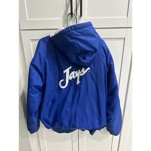 Vintage Creighton Blue Jays Winter Jacket Team Edition Size Lg Reversible/Hood